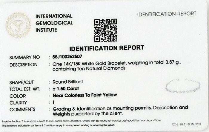 Armband - 14 karaat Witgoud - 1.50ct. tw. Diamant, Handtassen en Accessoires, Armbanden