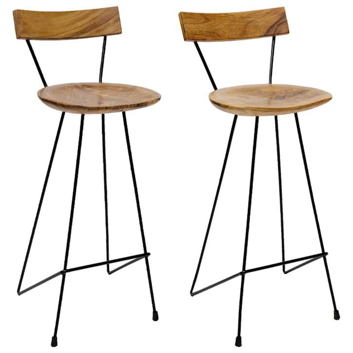 Massief Teak Barkrukken (2st) | Tweede Kansje | OP=OP!, Huis en Inrichting, Barkrukken, 90 cm of meer, 2 krukken, Nieuw, Verzenden