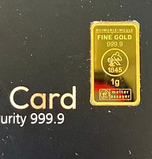 1 gram - Goud .999 - Heimerle + Meule, Germany - Verzegeld, Postzegels en Munten, Edelmetalen en Baren