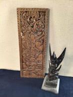 Vishnu boven Garuda. - Hout (Teak), Suar-hout - Indonesië -
