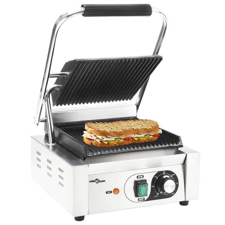 vidaXL Panini grill gegroefd 1800 W 31x30,5x20 cm roestvrij, Elektronische apparatuur, Overige elektronische apparatuur, Nieuw