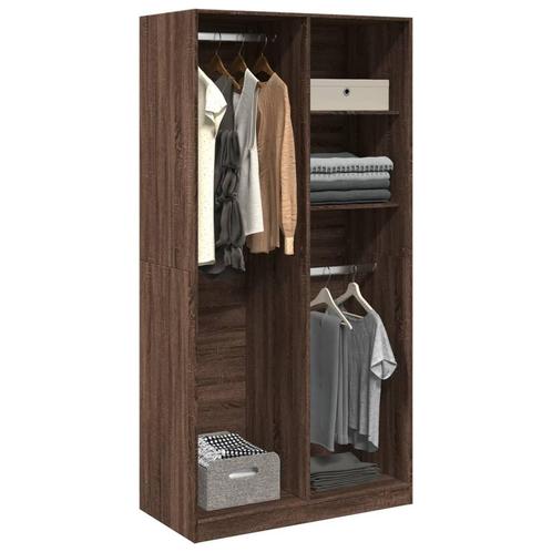 vidaXL Kledingkast 100x50x200 cm bewerkt hout bruin, Huis en Inrichting, Kasten | Kleerkasten, Nieuw, Verzenden