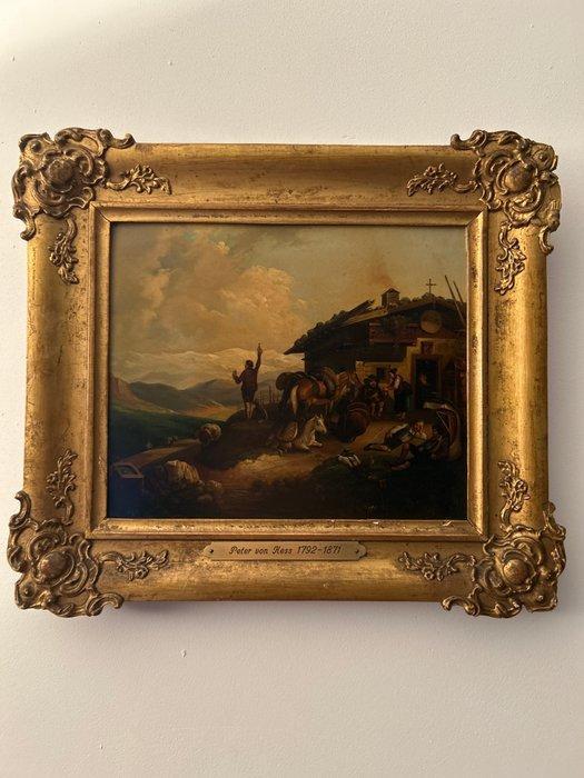 Naar Peter von Hess (XIX - Rasthof in Den Bergen, Antiek en Kunst, Kunst | Schilderijen | Klassiek