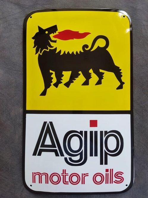 Agip - Agip gas station enamel sign Emailschild Emaille, Antiquités & Art, Antiquités | Assiettes décoratives & Carrelages