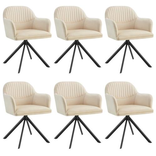 tectake Lona fluwelen draaistoel met dikke vulling - crème/z, Huis en Inrichting, Stoelen, Verzenden
