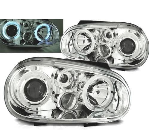 PHARES VW GOLF 4 97-03 ANGEL EYES CHROMÉ, Autos : Pièces & Accessoires, Éclairage, Envoi