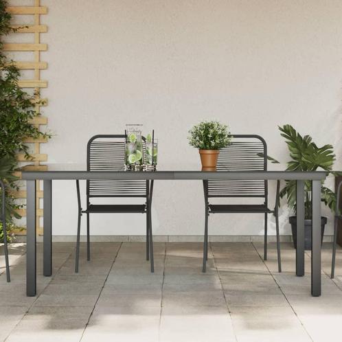 vidaXL Tuintafel 190x90x74 cm aluminium en glas zwart, Tuin en Terras, Tuintafels, Nieuw, Verzenden