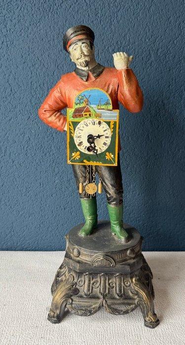 Klokkenmannetje tafelklok - Legering - 1940-1950, Antiek en Kunst, Antiek | Klokken