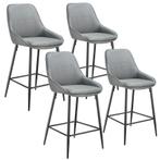 tectake Barkruk Siera met rugleuning - Geweven stof grijs /, Huis en Inrichting, Barkrukken, Verzenden, Nieuw