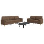 vidaXL 2-delige Loungeset met sierkussens stof bruin, Verzenden, Nieuw