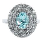 Ring Platina Aquamarijn - Diamant, Handtassen en Accessoires, Nieuw