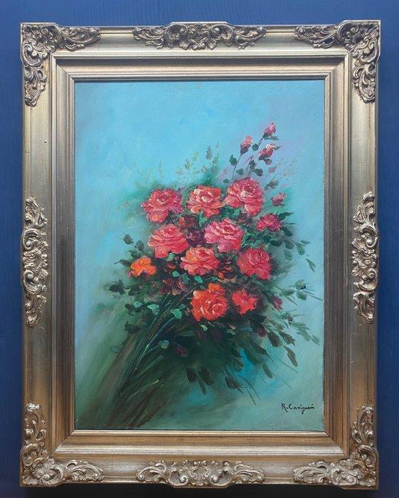 Roberto Carignani (1894-1975) - Rose rosse, Antiek en Kunst, Kunst | Schilderijen | Klassiek