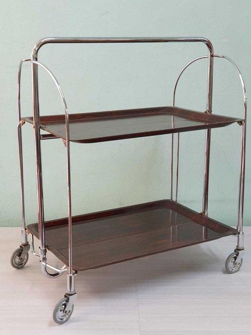 Chariot de service - métallo cromatado, plástico - Pliant, Antiek en Kunst, Kunst | Designobjecten