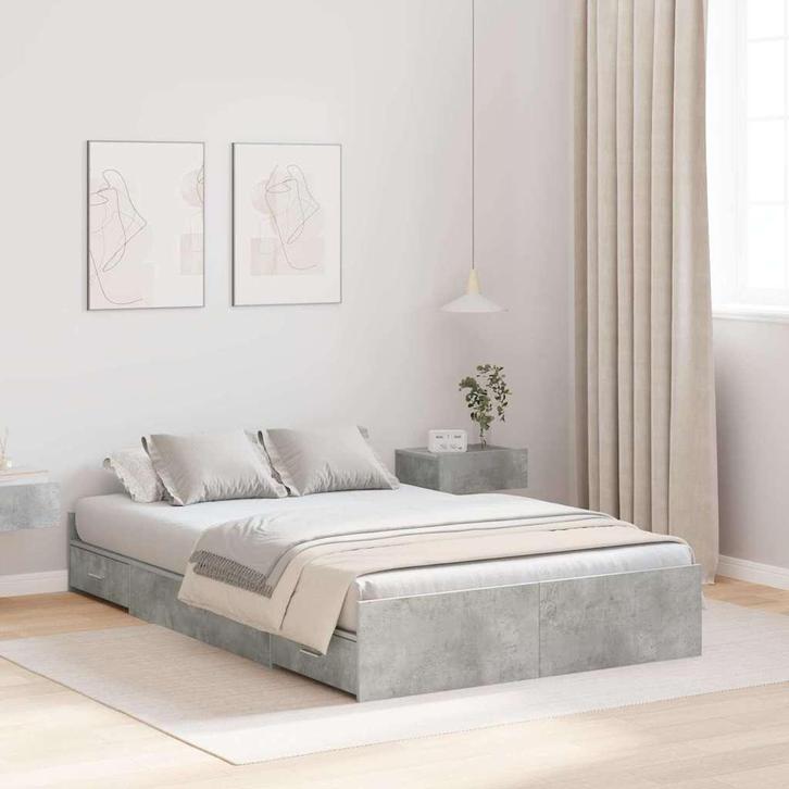 vidaXL Opbergbedframe met lade Beton Grijs 120 x 200 cm, Maison & Meubles, Chambre à coucher | Lits, Envoi