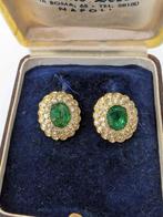 Oorbellen - 18 karaat Geel goud Smaragd - Diamant, Bijoux, Sacs & Beauté, Bijoux anciens