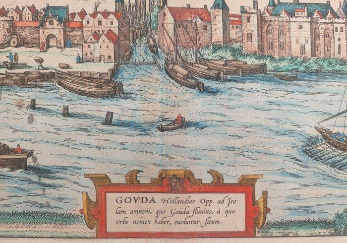 Nederland - Gouda; G. Braun / F. Hogenberg - Goude - 1590, Boeken, Atlassen en Landkaarten