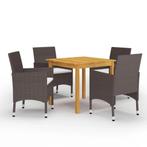 vidaXL 5-delige Tuinset met kussens bruin, Tuin en Terras, Verzenden, Nieuw, Tuinset