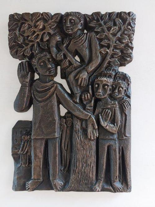 Bronzen plaquette (3,4kg)- bijbelverhaal van Zacheüs -, Antiek en Kunst, Antiek | Boeken en Manuscripten