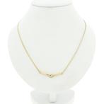 Gouden ketting met vaste hanger en diamant; 0,005 ct. | 4..., Handtassen en Accessoires, Kettingen, Gebruikt, Overige kleuren