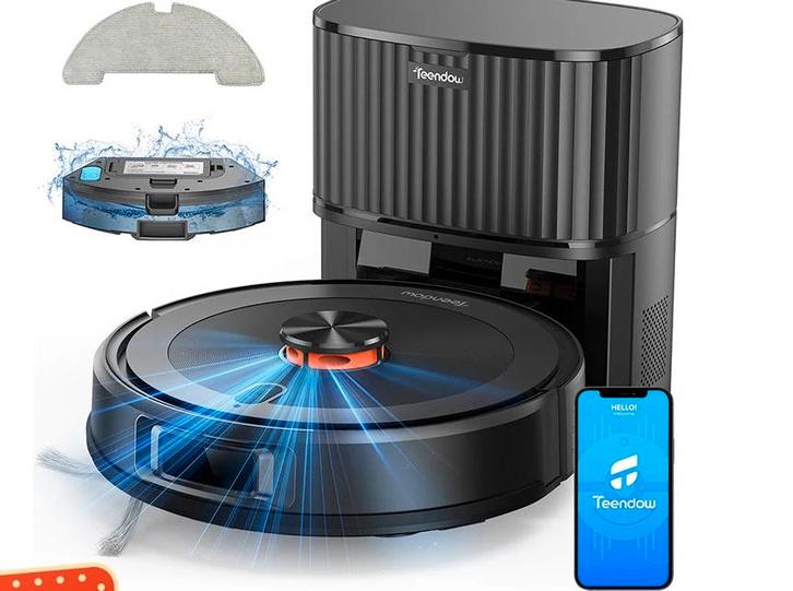 Robotstofzuiger met dweilfunctie - Robot stofzuiger - Zwart, Huis en Inrichting, Woonaccessoires | Overige, Verzenden