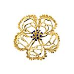Gouden broche als bloem met emaille (vintage), Bijoux, Sacs & Beauté, Broches, Ophalen of Verzenden