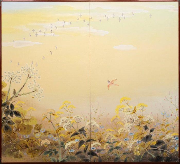 Bybu kamerscherm - Papier, Hout, Een tweedelig papieren, Antiek en Kunst, Antiek | Overige Antiek