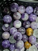 Big lot spheres - amethyst, Tiger eye, moss agate, quartz