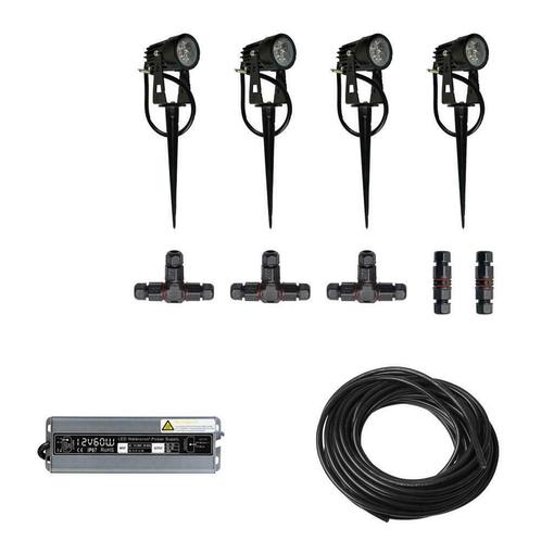 4x LED grond spot - 12V - 3 watt - complete set, Télécoms, Émetteurs & Récepteurs, Envoi