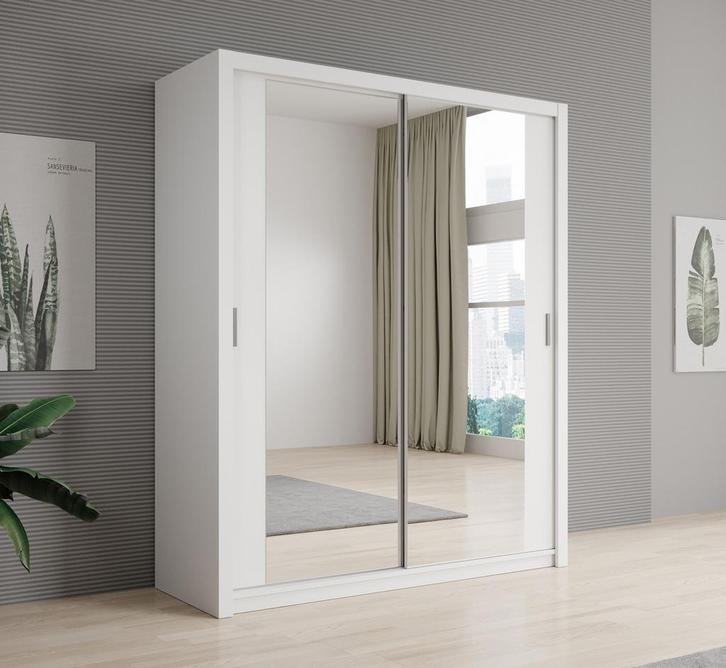 Kledingkast wit 180x62x215 Kleerkast schuifdeuren + spiegel, Huis en Inrichting, Kasten | Overige, Nieuw, Verzenden