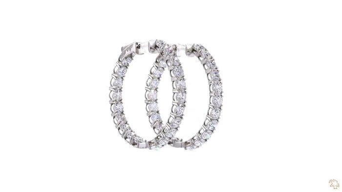 Hoepel oorbellen Platina - 11.46ct. tw. Diamant (Lab-grown), Handtassen en Accessoires, Antieke sieraden