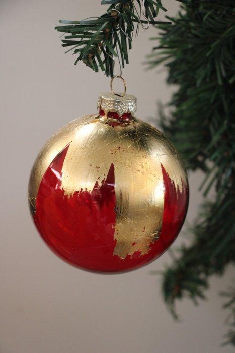 Europa: 6 rode kerstballen met goudverf - Kerstballen, Diversen, Kerst