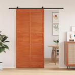 vidaXL Schuifdeur 100x208 cm massief grenenhout wasbruin, Doe-het-zelf en Bouw, Deuren en Vliegenramen, Verzenden, Nieuw