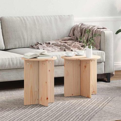 vidaXL Salontafel 2 pcs Naturel 41.5 x 41.5 x 41 cm Massief, Huis en Inrichting, Tafels | Salontafels, Nieuw, Verzenden