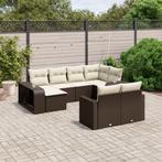 vidaXL 10-delige Loungeset met kussens poly rattan bruin, Verzenden, Nieuw