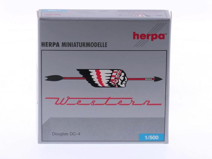 Schaal 1:500 Herpa 514729 Western Airlines Douglas DC-4 R..., Hobby en Vrije tijd, Modelbouw | Vliegtuigen en Helikopters, Zo goed als nieuw