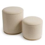 Lot de 2 poufs de rangement en teddy - Ø 38 x 43 cm / Ø 34 x, Verzenden