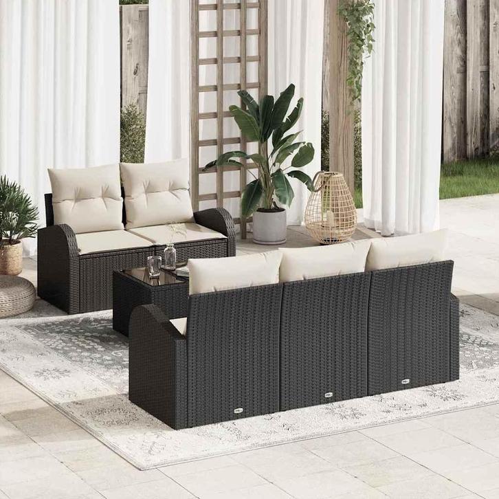 vidaXL Tuinbank Set Zwart 55 x 55 x 37 cm poly rattan, Jardin & Terrasse, Ensembles de jardin, Envoi