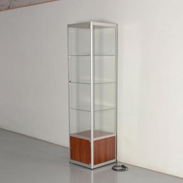 SDB vitrinekast met onderkast, kersen / glas, 200 x 50 cm