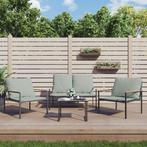 vidaXL 3-delige Loungeset met kussens staal antracietkleurig, Verzenden, Nieuw, Loungeset