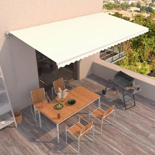 vidaXL Luifel handmatig uittrekbaar 600x350 cm crèmekleurig, Tuin en Terras, Zonneschermen, Nieuw, Verzenden