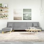vidaXL Slaapbank L-vormig 255x140x70 cm stof lichtgrijs, Verzenden, Nieuw