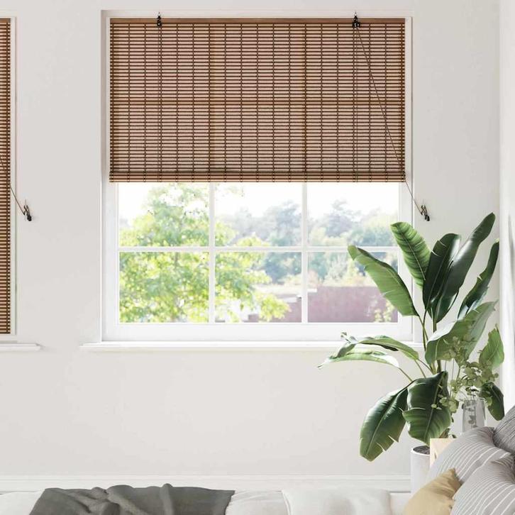 vidaXL Geometrisch Bruin 150 x 160 cm Bamboe, Huis en Inrichting, Stoffering | Gordijnen en Lamellen, Nieuw, Verzenden