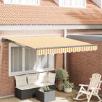 vidaXL Inklapbare Luifel Geel en Wit 300x250 cm Polyester en, Tuin en Terras, Verzenden, Nieuw