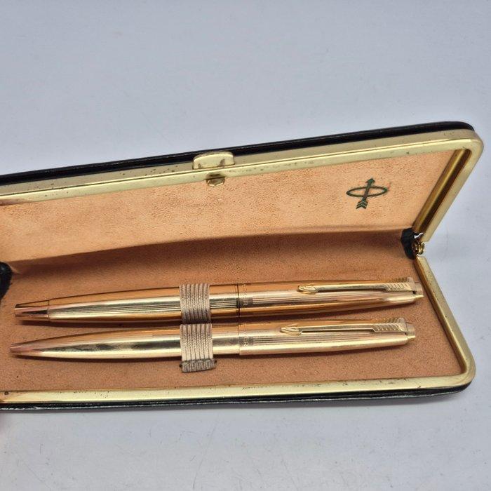 Parker - 45 Insignia - Fountain pen and ballpoint - 14k gold, Verzamelen, Pennenverzamelingen