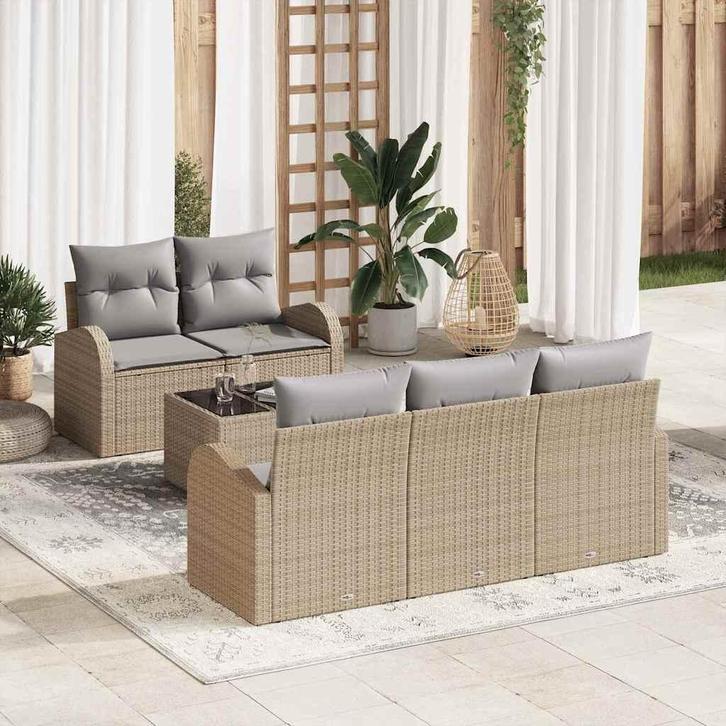 vidaXL Tuinbank Set Beige 55 x 55 x 37 cm poly rattan, Tuin en Terras, Tuinsets en Loungesets, Nieuw, Verzenden