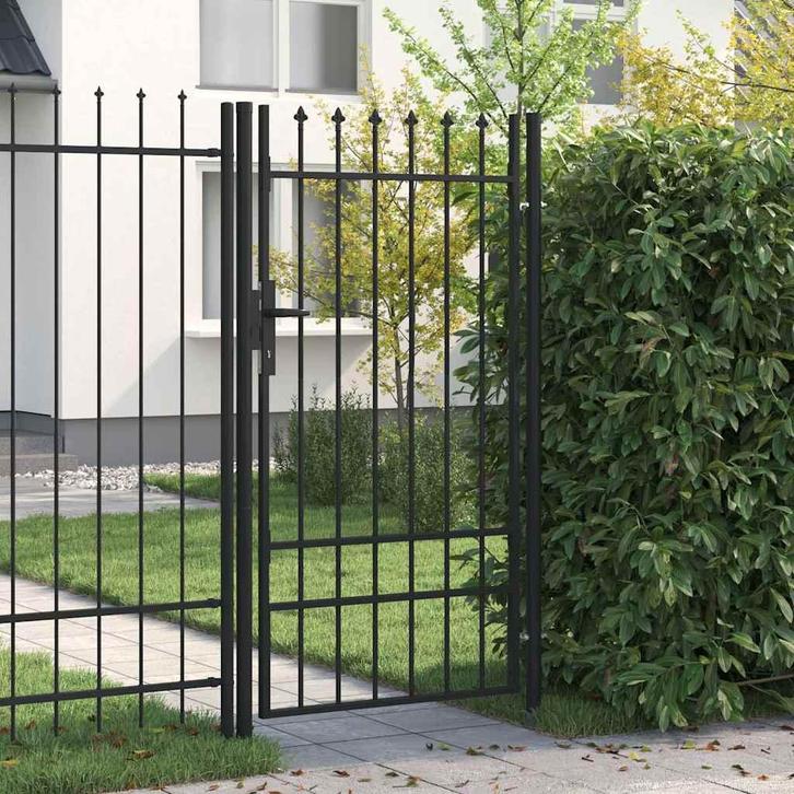 vidaXL Poort met puntige bovenkant enkel 1x1,75 m staal, Jardin & Terrasse, Portes de jardin, Envoi