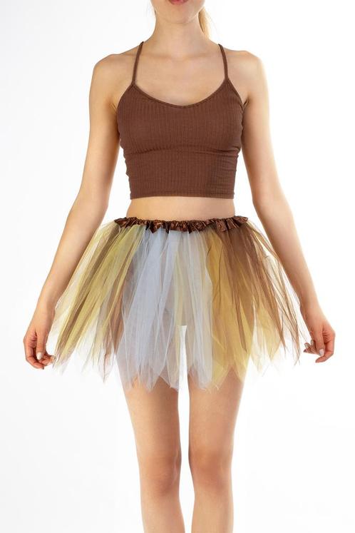 KIMU® Tutu Bruin Geel Tule Rokje M L 164 170 176 Indiaan Pet, Kleding | Dames, Carnavalskleding en Feestkleding, Nieuw, Ophalen of Verzenden