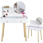 Make up tafel - kaptafel met spiegel - 80x40x122 cm - wit..., Maison & Meubles, Tables | Coiffeuses, Ophalen of Verzenden