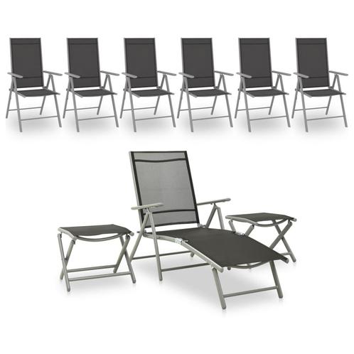 vidaXL 9-delige Loungeset zwart en zilverkleurig, Tuin en Terras, Tuinsets en Loungesets, Loungeset, Nieuw, Verzenden