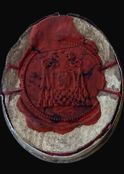 Reliquaire - Bronze, Textile, Verre - 1850-1900 - Santa Anna, Antiek en Kunst, Kunst | Niet-Westerse kunst